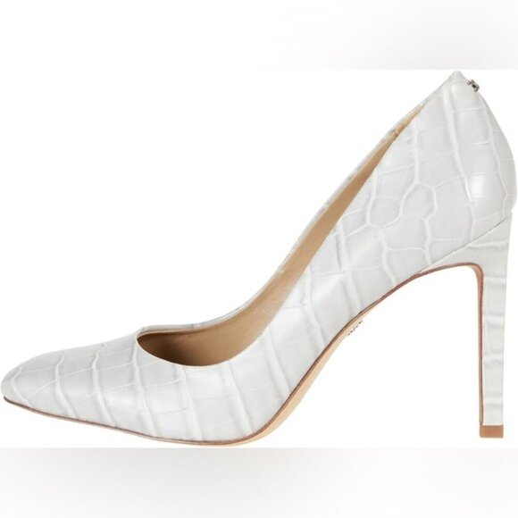 NWB SAM EDELMAN LEATHER UPPER‎ BETH GREY CROCPRT PU Pumps Stiletto Heel Sz 6M - Picture 11 of 16